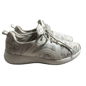 Skechers BOBS Squad Double Dare Sneakers Womens 8 Ivory Gray Memory Foam Shoes